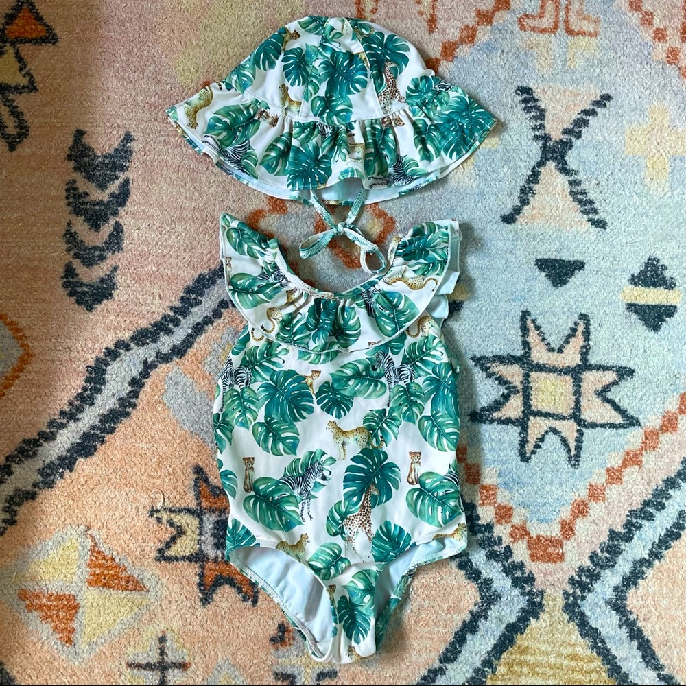 Tropical Bathing Suit with Hat